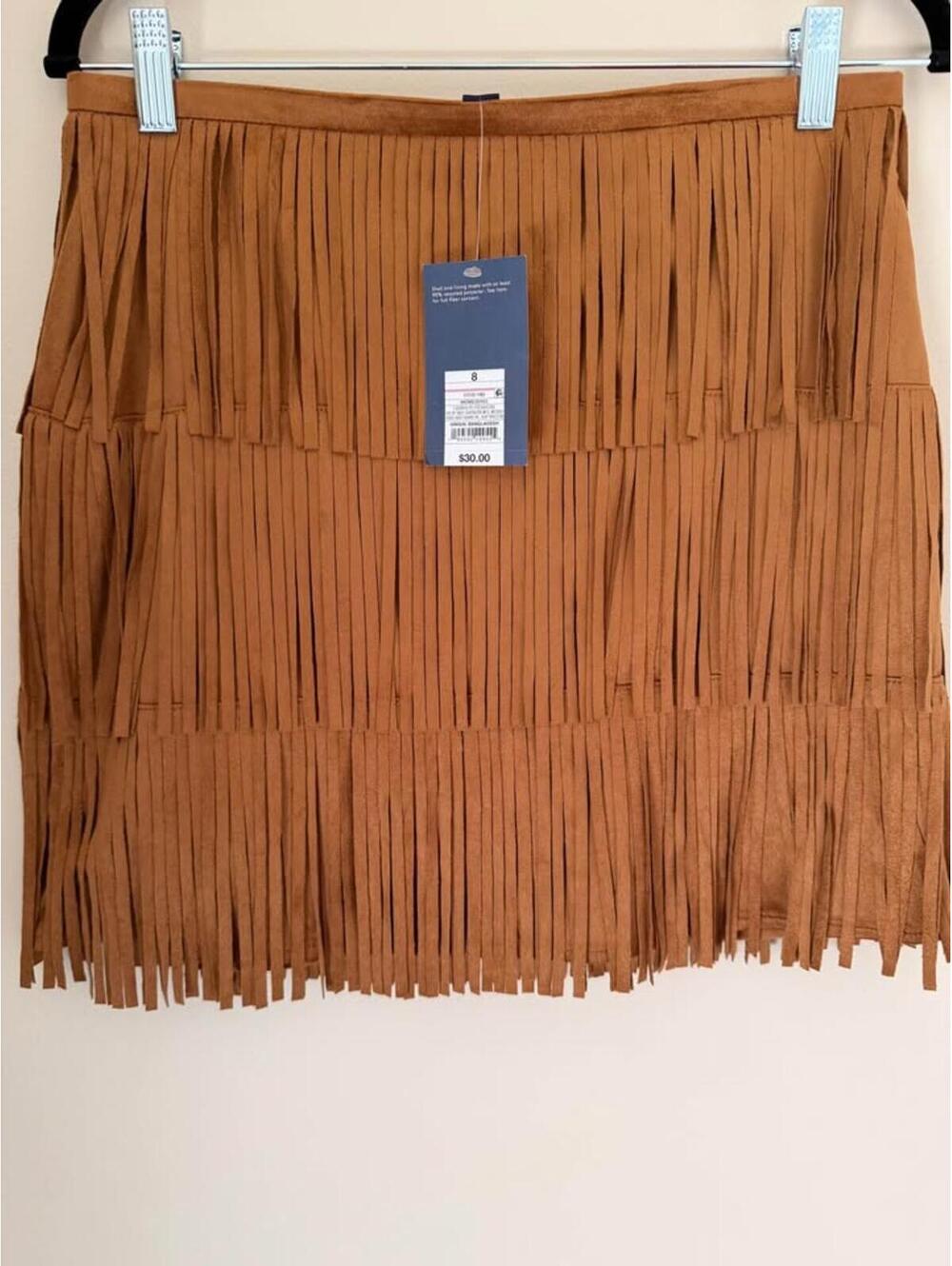Univ. Thread Frilly, Leathery Brown Skirt - Picture 1 of 4